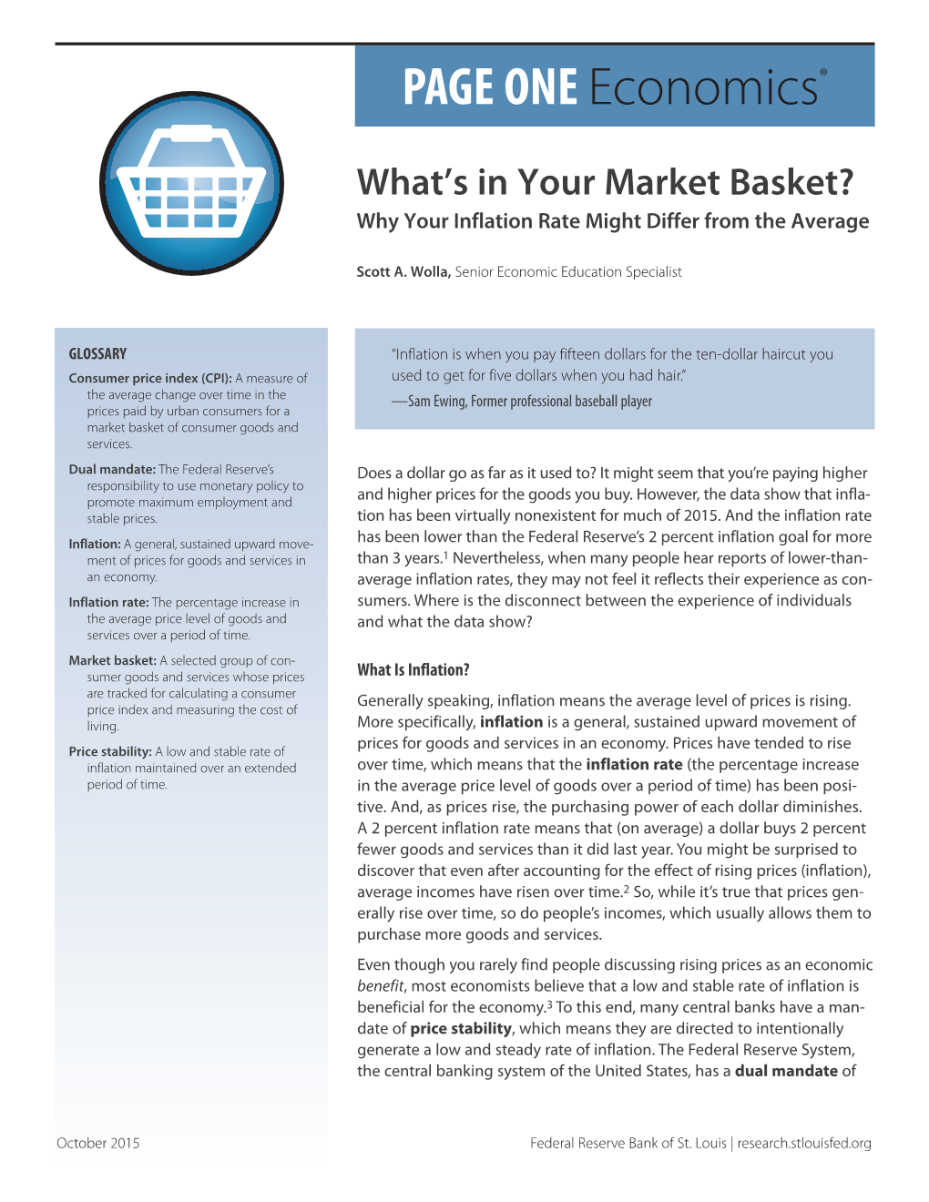 What's in Your Market Basket? Why Your Inflation Rate Might Differ from the Average