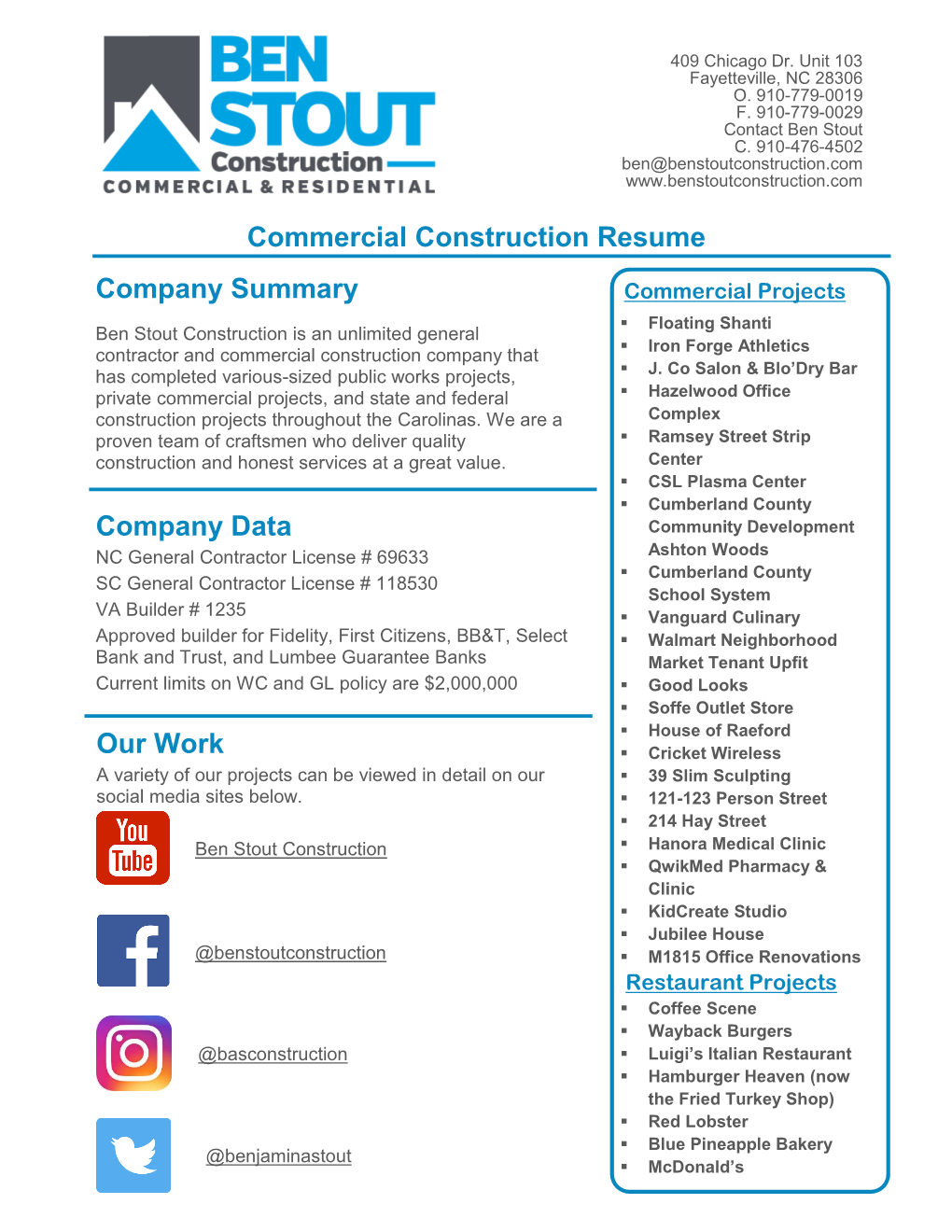Commercial Construction Resume