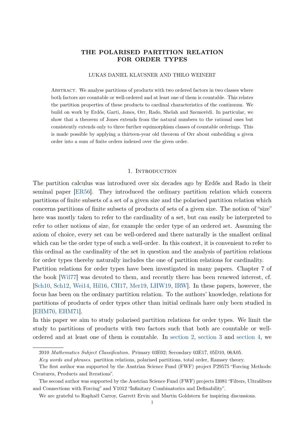 The Polarised Partition Relation for Order Types