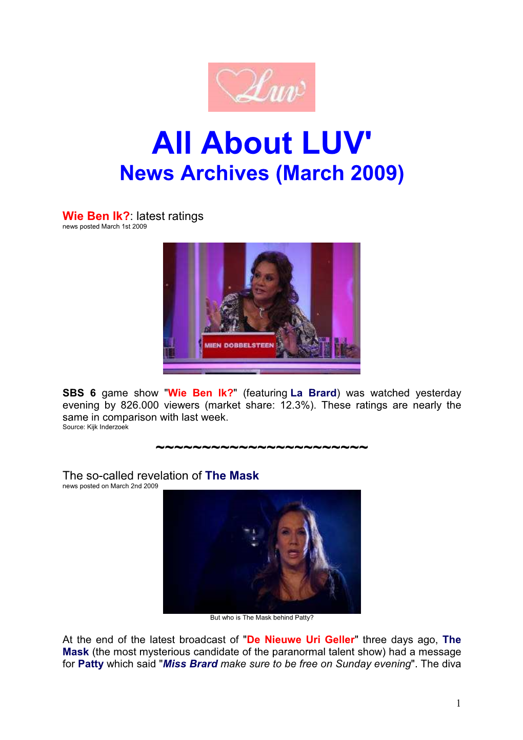 All About LUV' News Archives (March 2009)