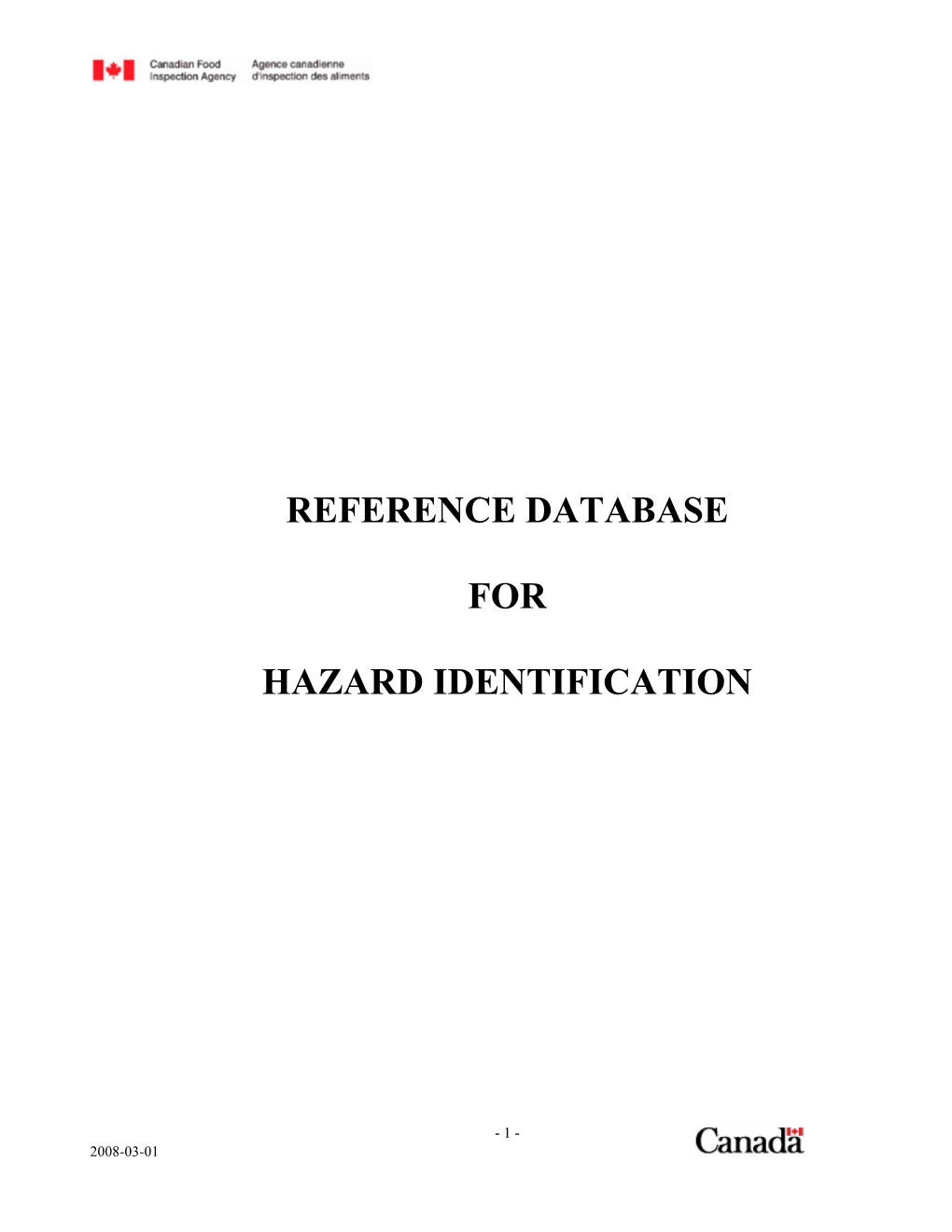 Reference Database for Hazard Identification