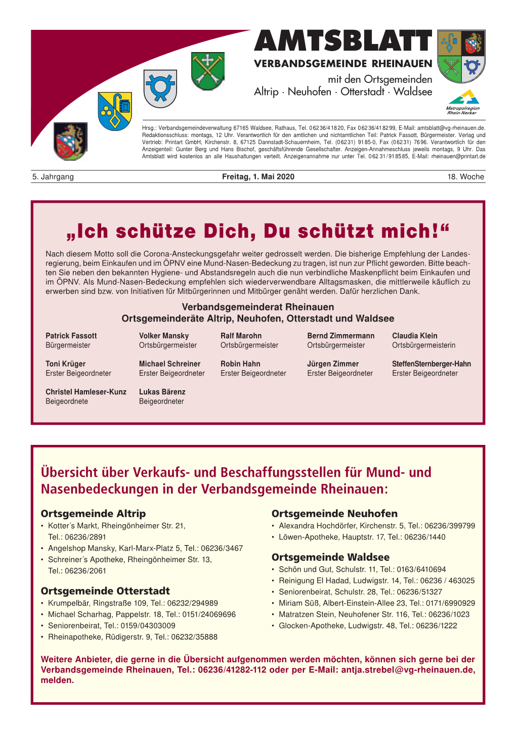 Amtsblatt Vom 01.05.2020