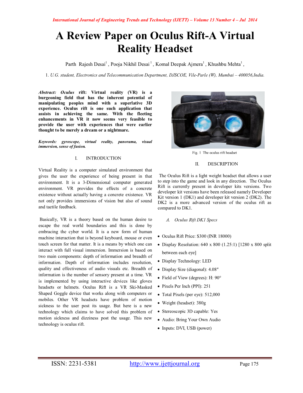 A Review Paper on Oculus Rift-A Virtual Reality Headset