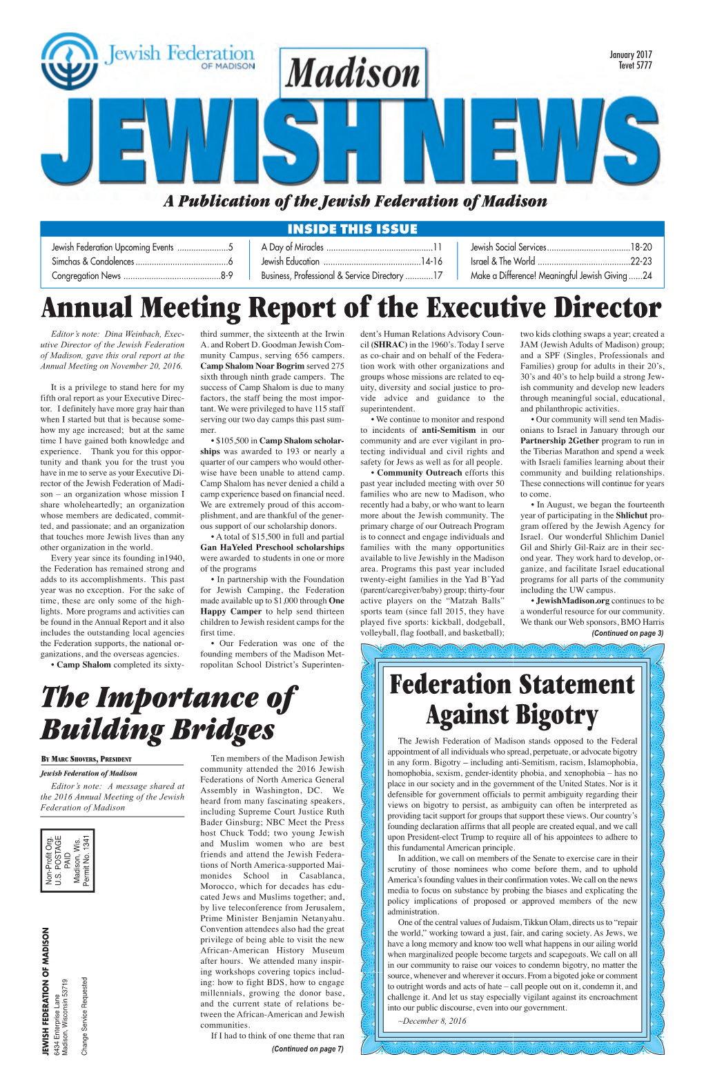 Annual Meeting Report of the Executive Director the Importance