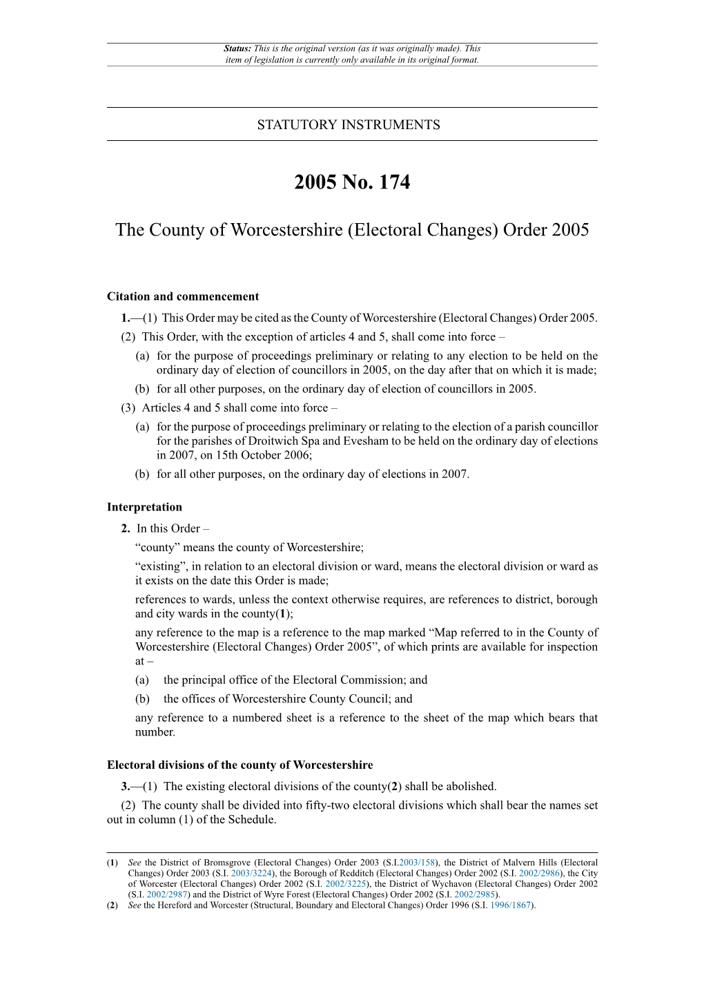 Electoral Changes) Order 2005