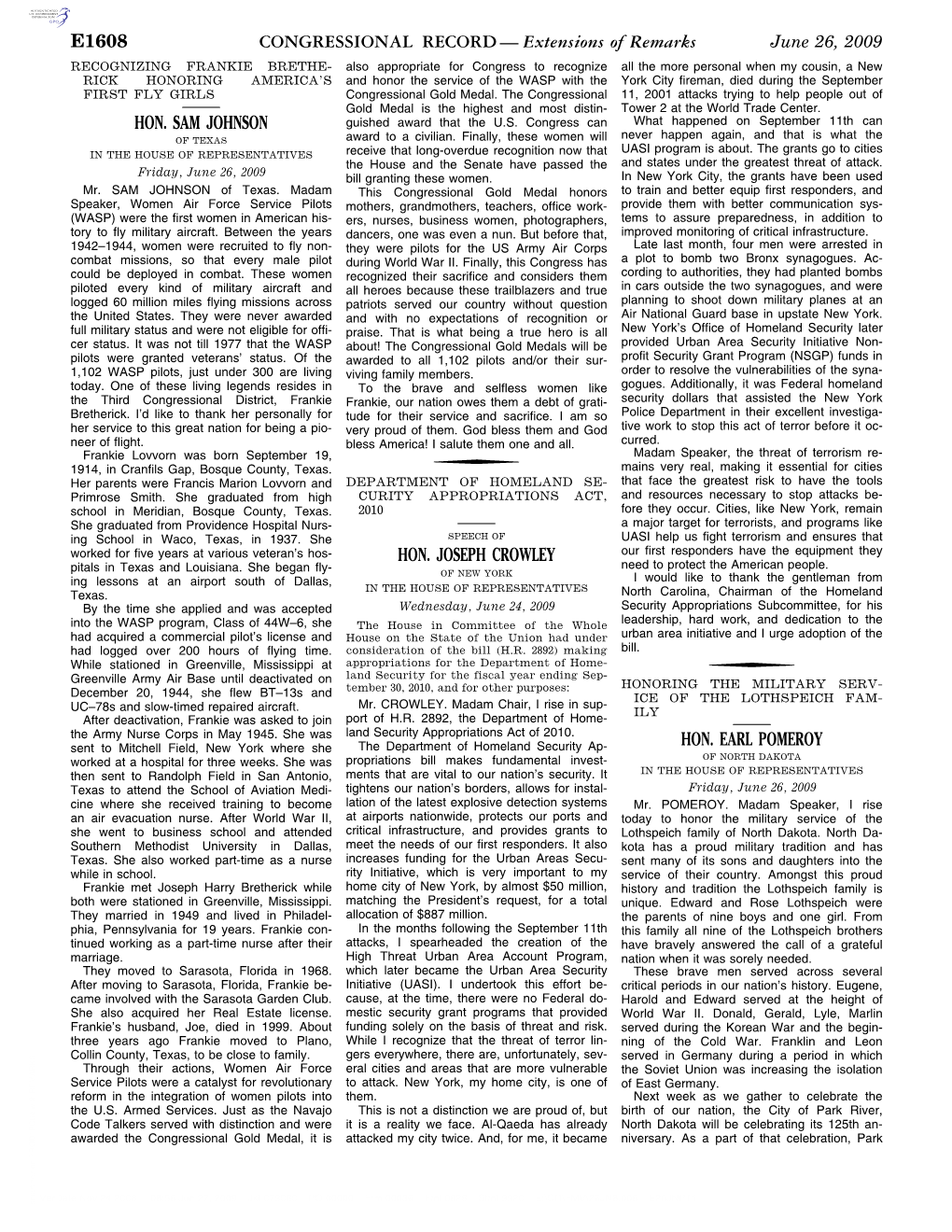 CONGRESSIONAL RECORD— Extensions of Remarks E1608 HON