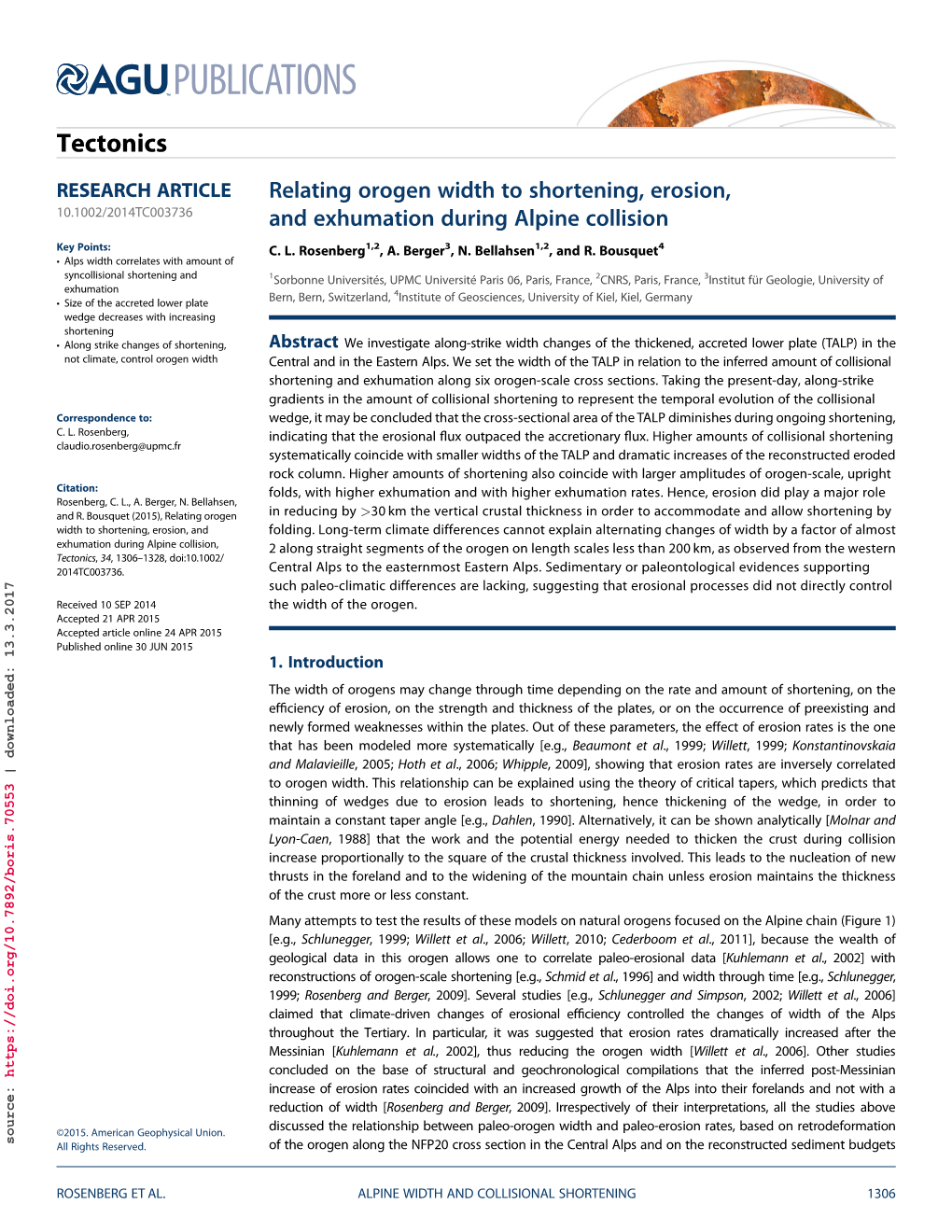 Relating Orogen Width to Shortening, Erosion, and Exhumation During Alpine Collision