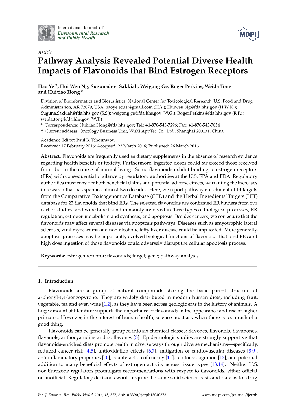 Pathway Analysis Revealed Potential Diverse Health Impacts of Flavonoids That Bind Estrogen Receptors