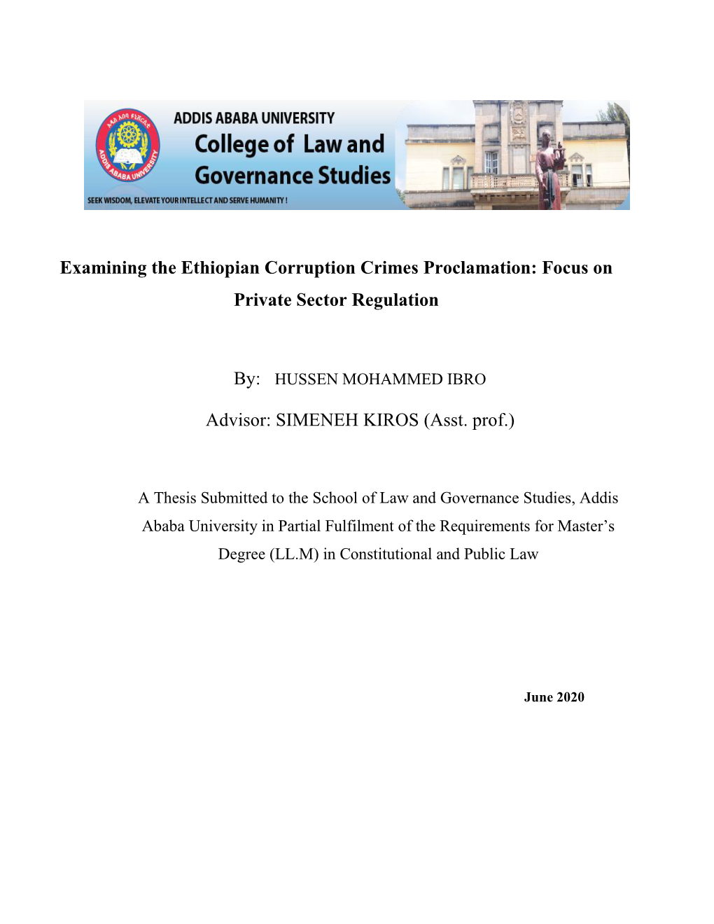 Examining the Ethiopian Corruption Crimes Proclamation: Focus on Private Sector Regulation