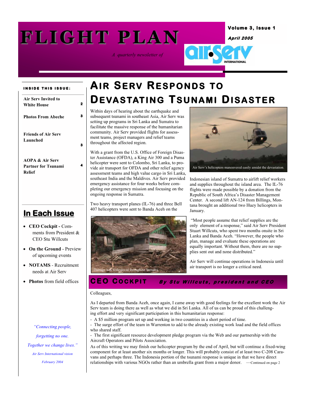 FLIGHT PLANPLAN April 2005 a Quarterly Newsletter Of