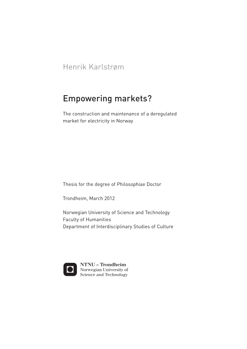 Empowering Markets?