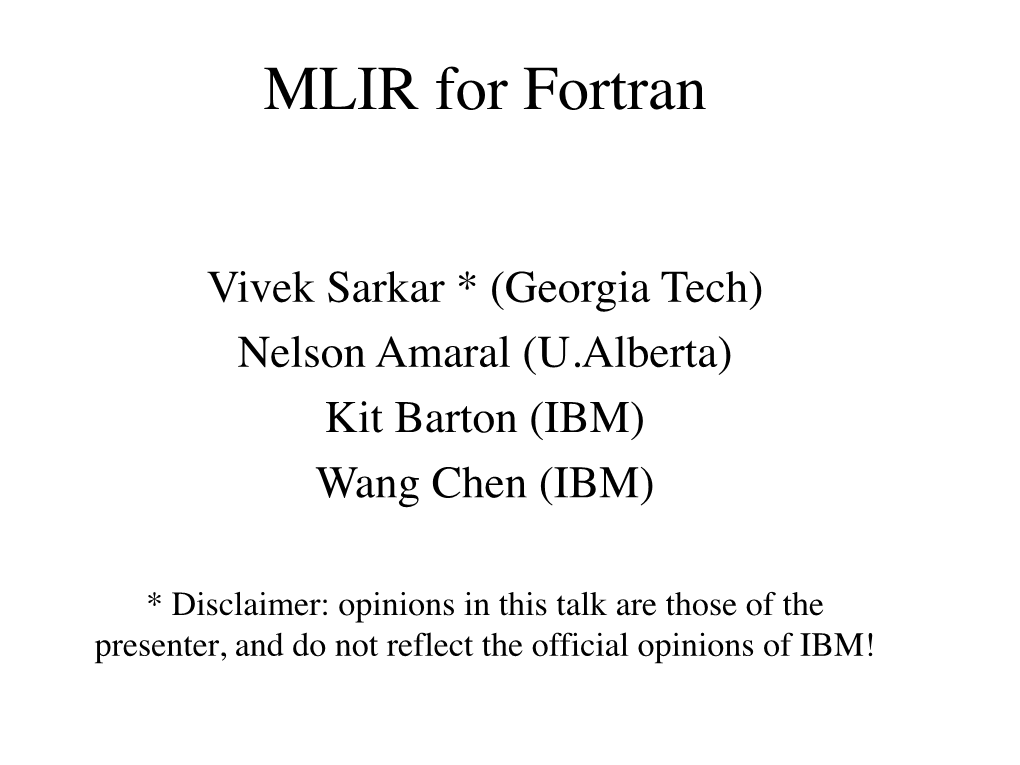 MLIR for Fortran