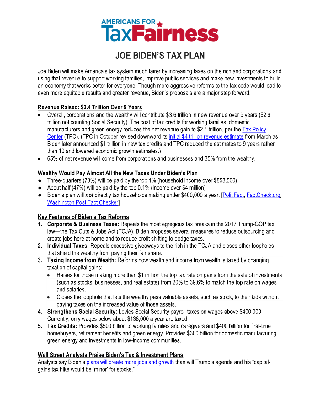Joe Biden's Tax Plan
