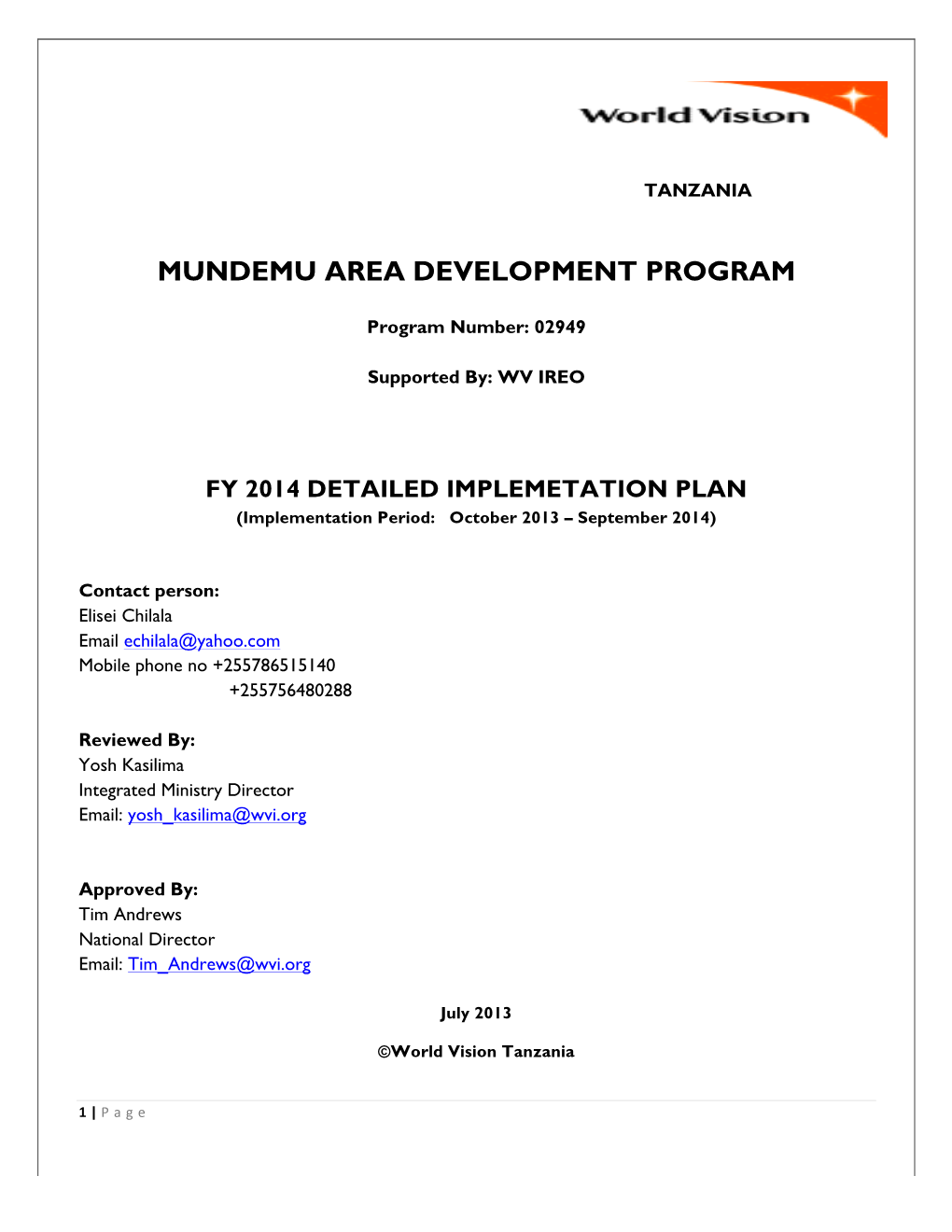 Mundemu Area Development Program
