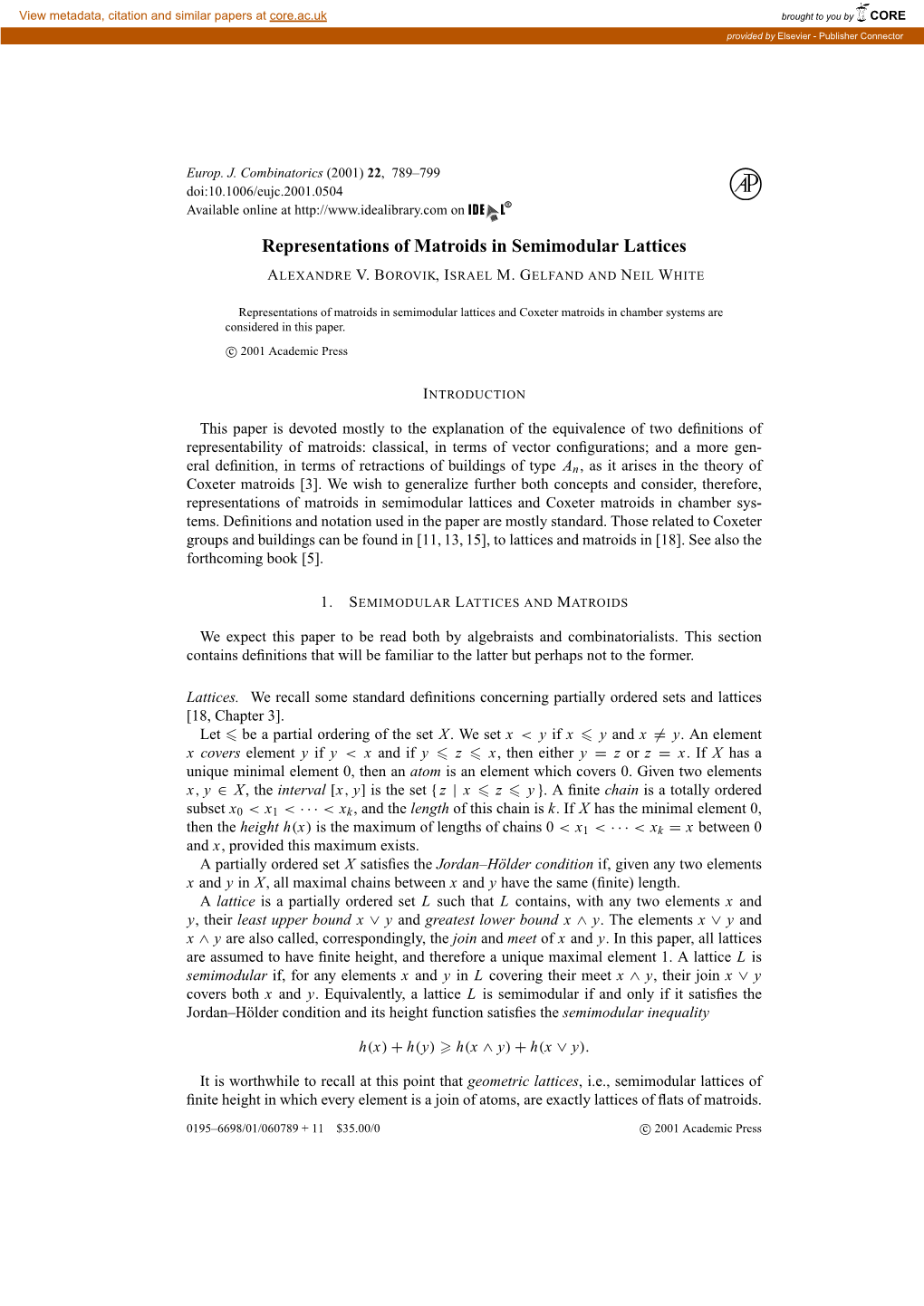 Representations of Matroids in Semimodular Lattices