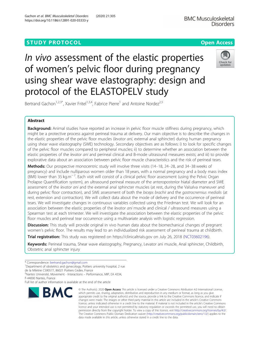 In Vivo Assessment of the Elastic Properties of Women's Pelvic Floor