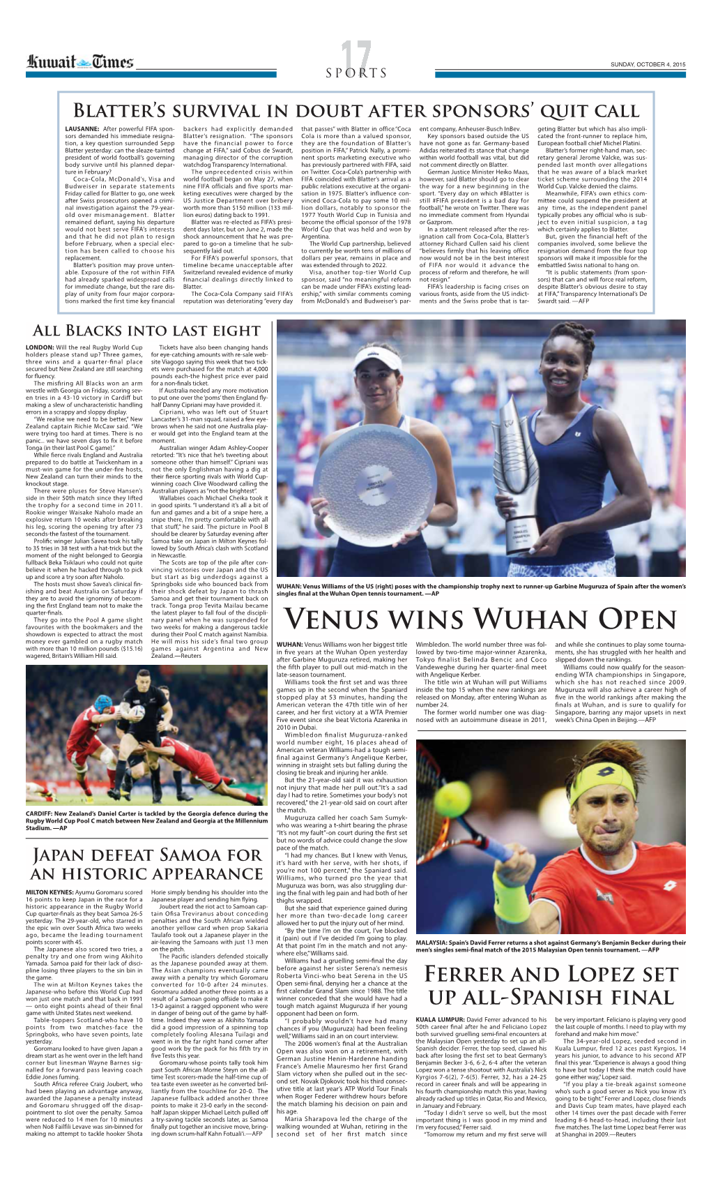 Venus Wins Wuhan Open