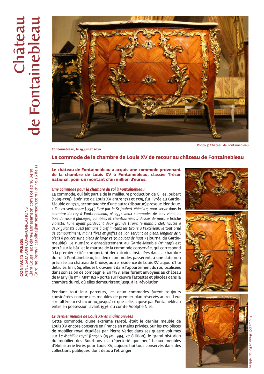 La Commode De La Chambre De Louis XV De Retour Au Château De Fontainebleau