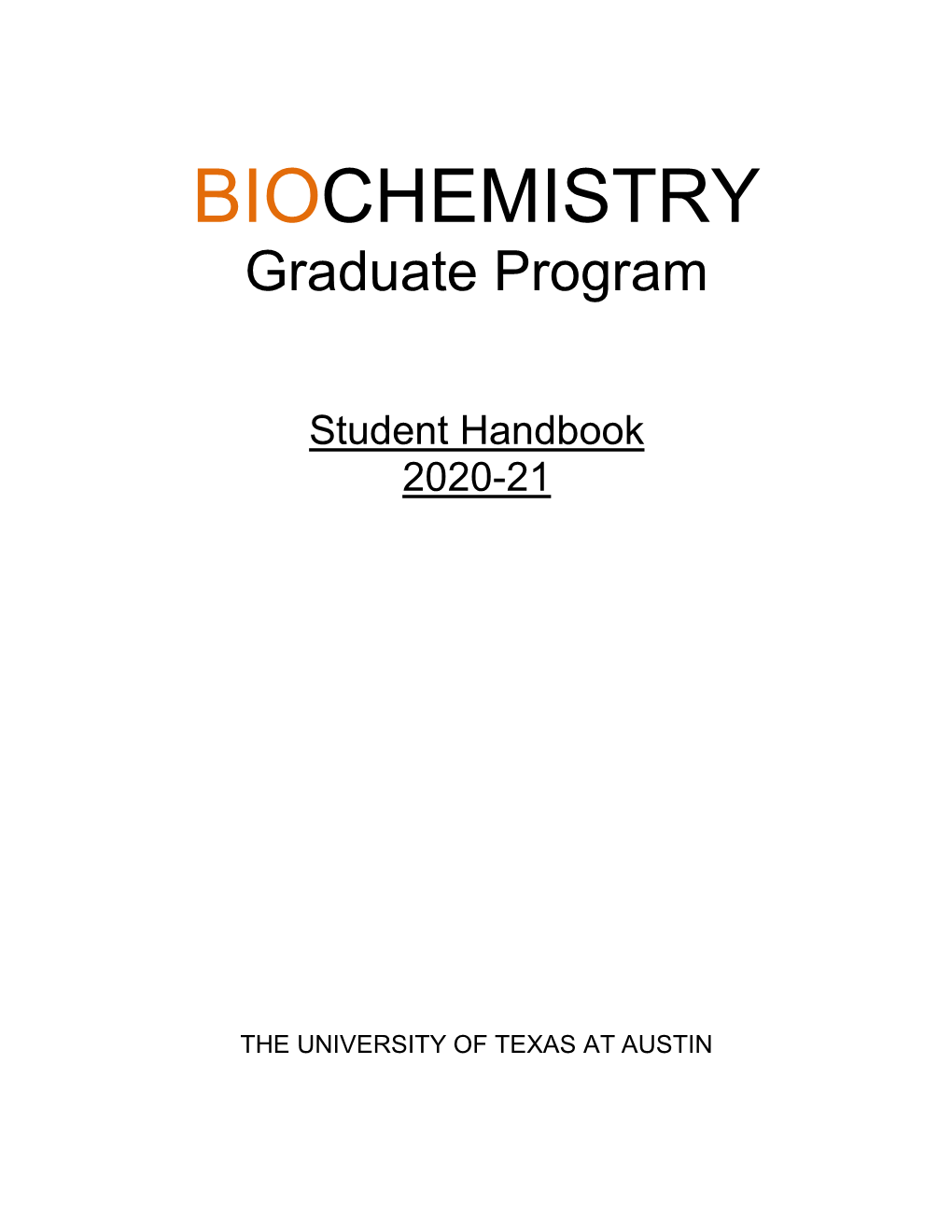 Biochemistry Graduate Student Handbook