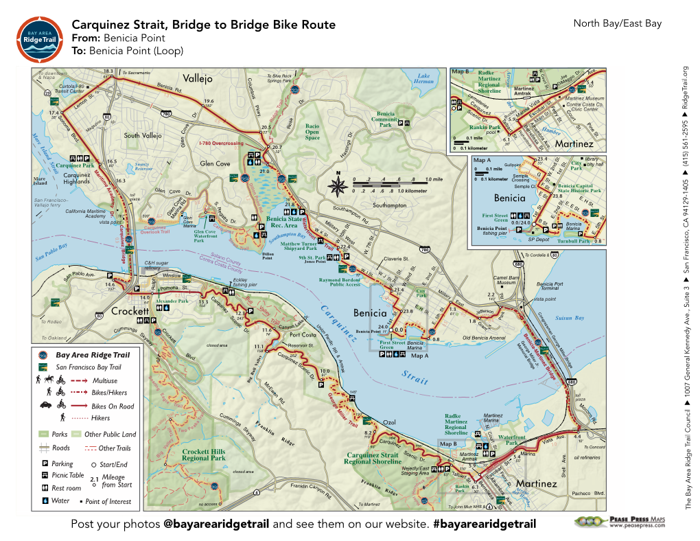 Carquinez Strait, Bridge to Bridge Bike Route From: Benicia Point To: Benicia Point (Loop)