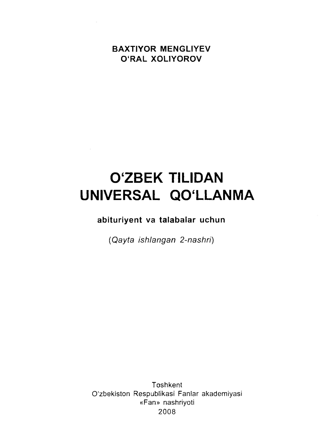 O'zbek Tilidan Universal Qo'llanma
