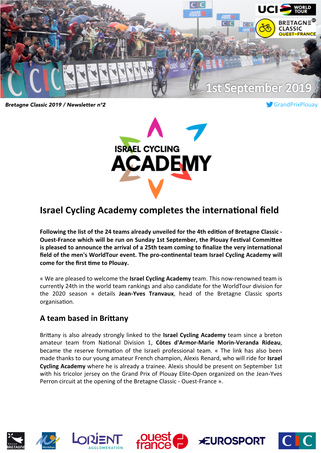 Israel Cycling Academy Completes the Interna*Onal Field