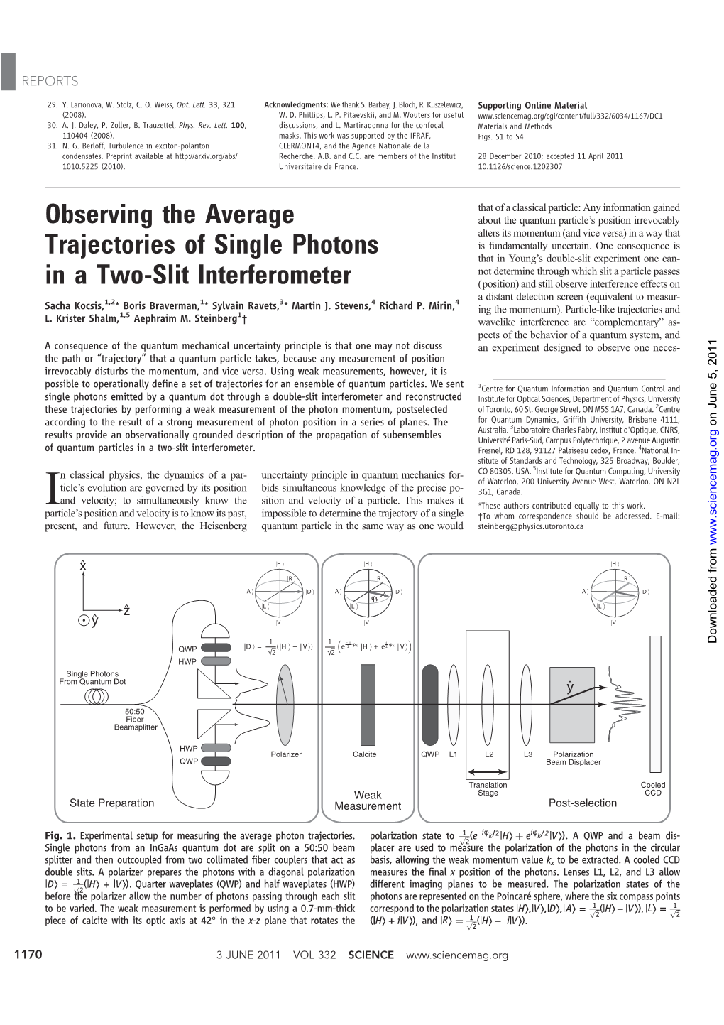 Observing the Average Trajectories of Single Photons in a Two-Slit Interferometer