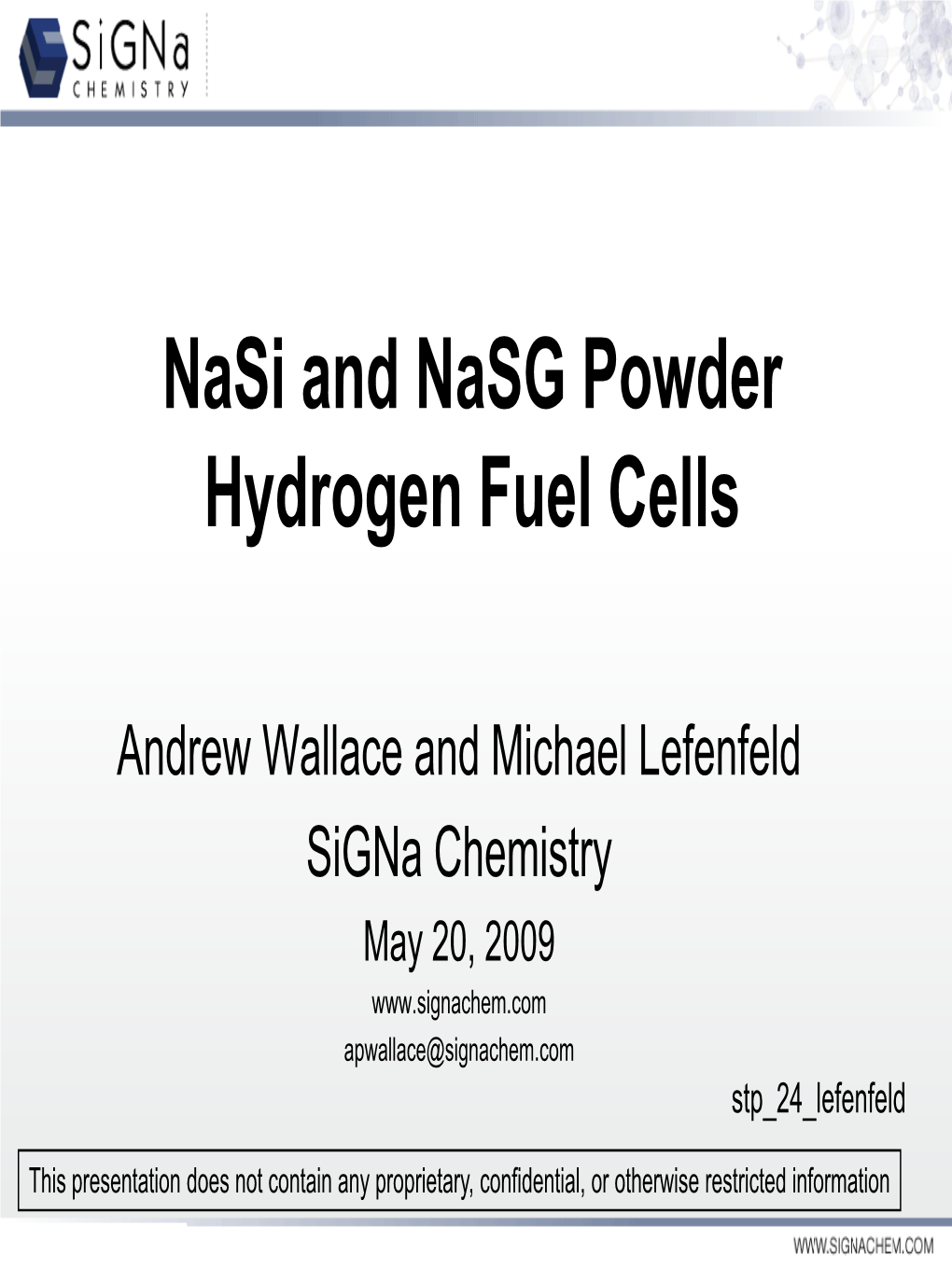 Nasi and Nasg Powder Hydrogen Fuel Cells