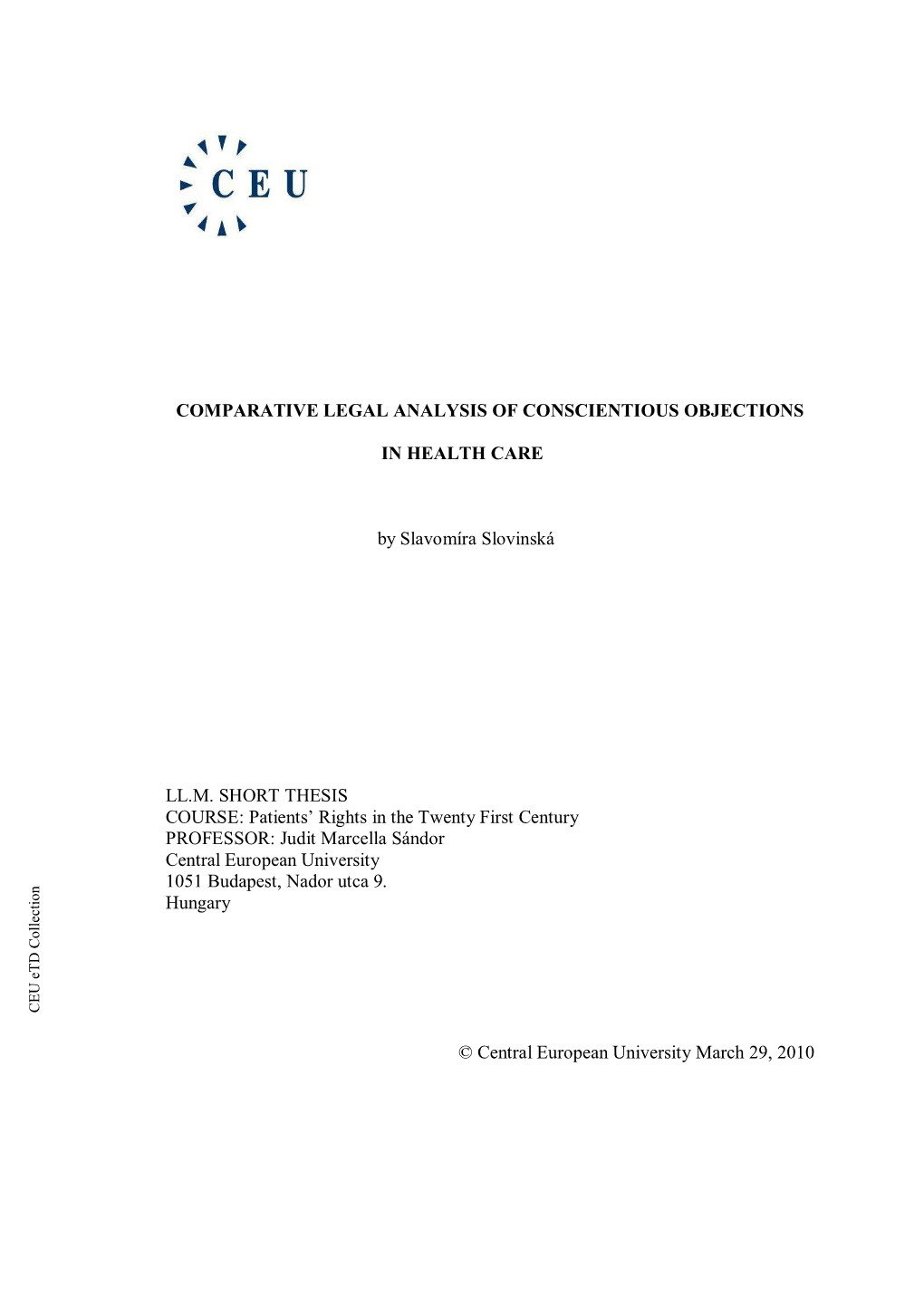 Comparative Legal Analysis of Conscientious