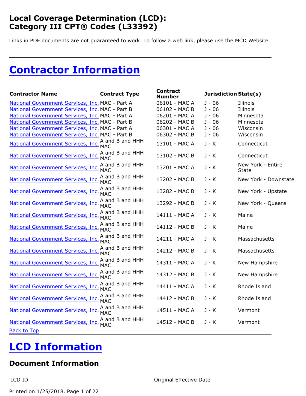 Local Coverage Determination for Category III CPT® Codes (L33392)