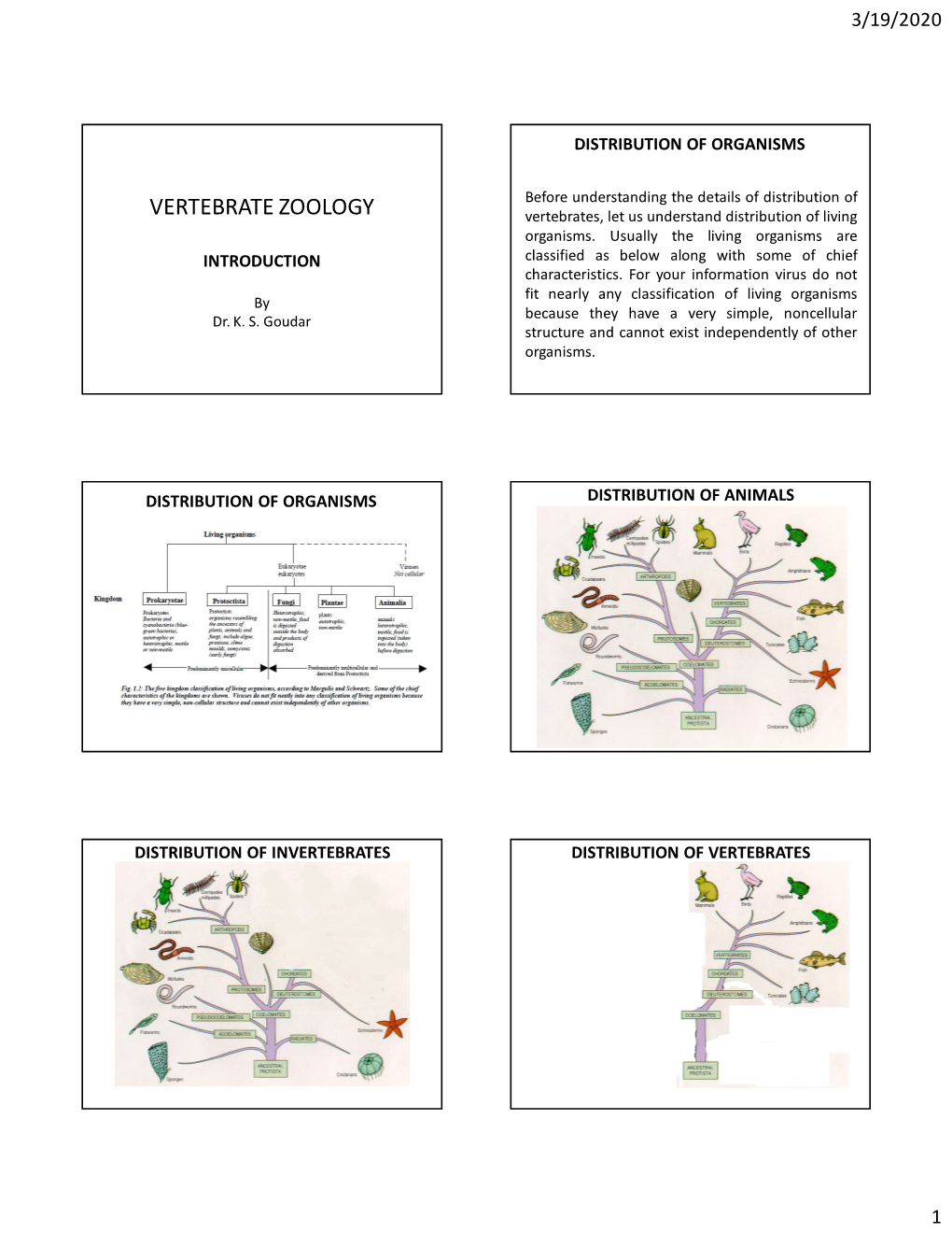 VERTEBRATE ZOOLOGY Vertebrates, Let Us Understand Distribution of Living Organisms