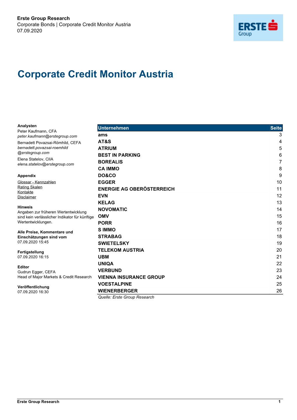 Corporate Credit Monitor Austria 07.09.2020
