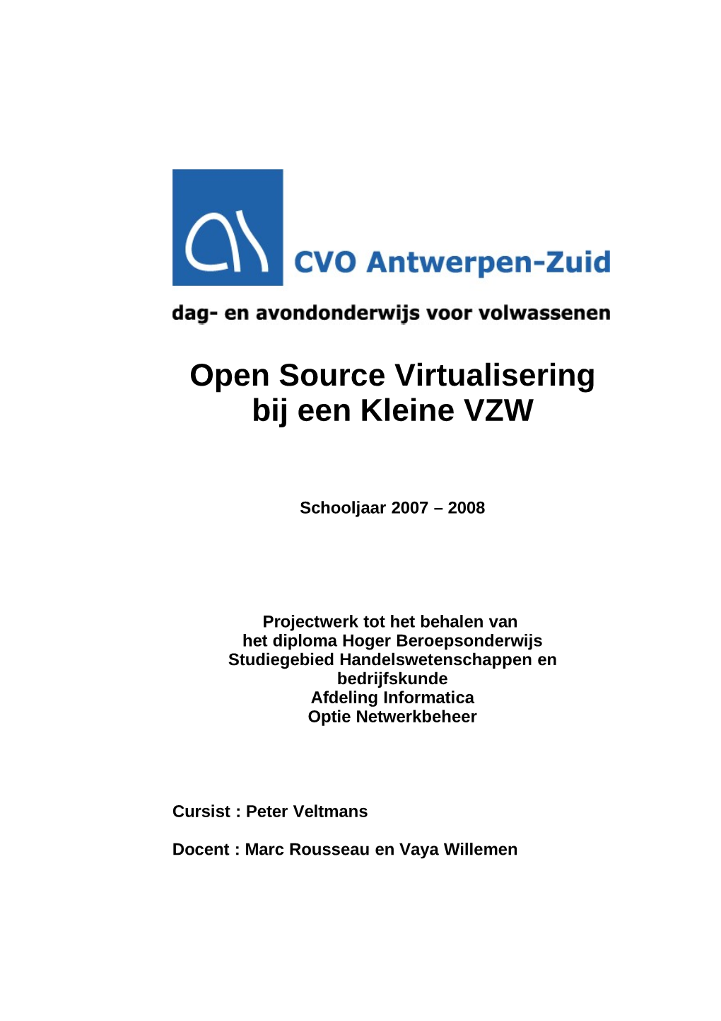 Open Source Virtualisering Bij Een Kleine VZW
