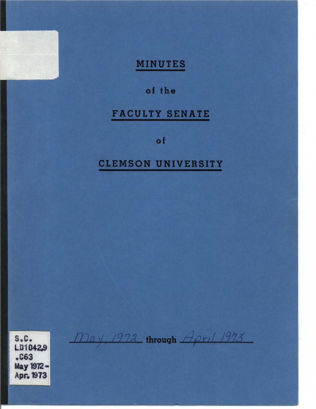 Faculty Senate Minutes, May 1972