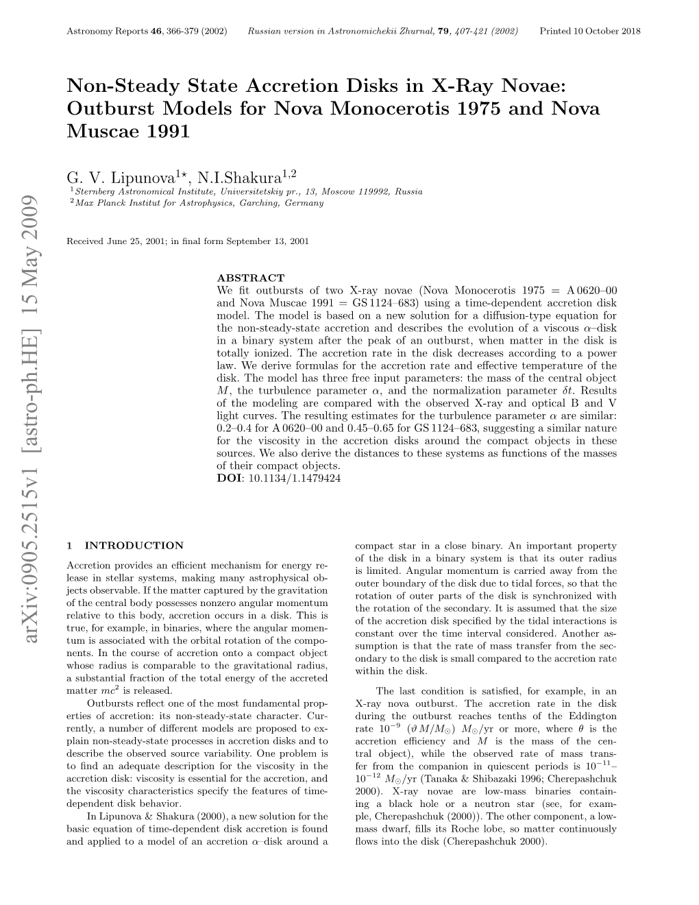 Non-Steady State Accretion Disks in X-Ray Novae: Outburst Models For