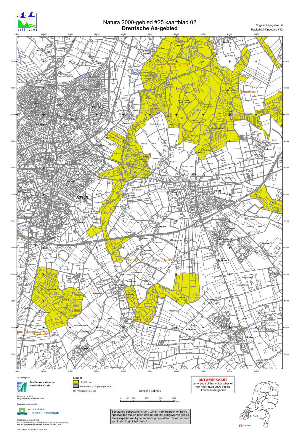 Ontwerpkaart Natura 2000-Gebied Drentsche Aa-Gebied