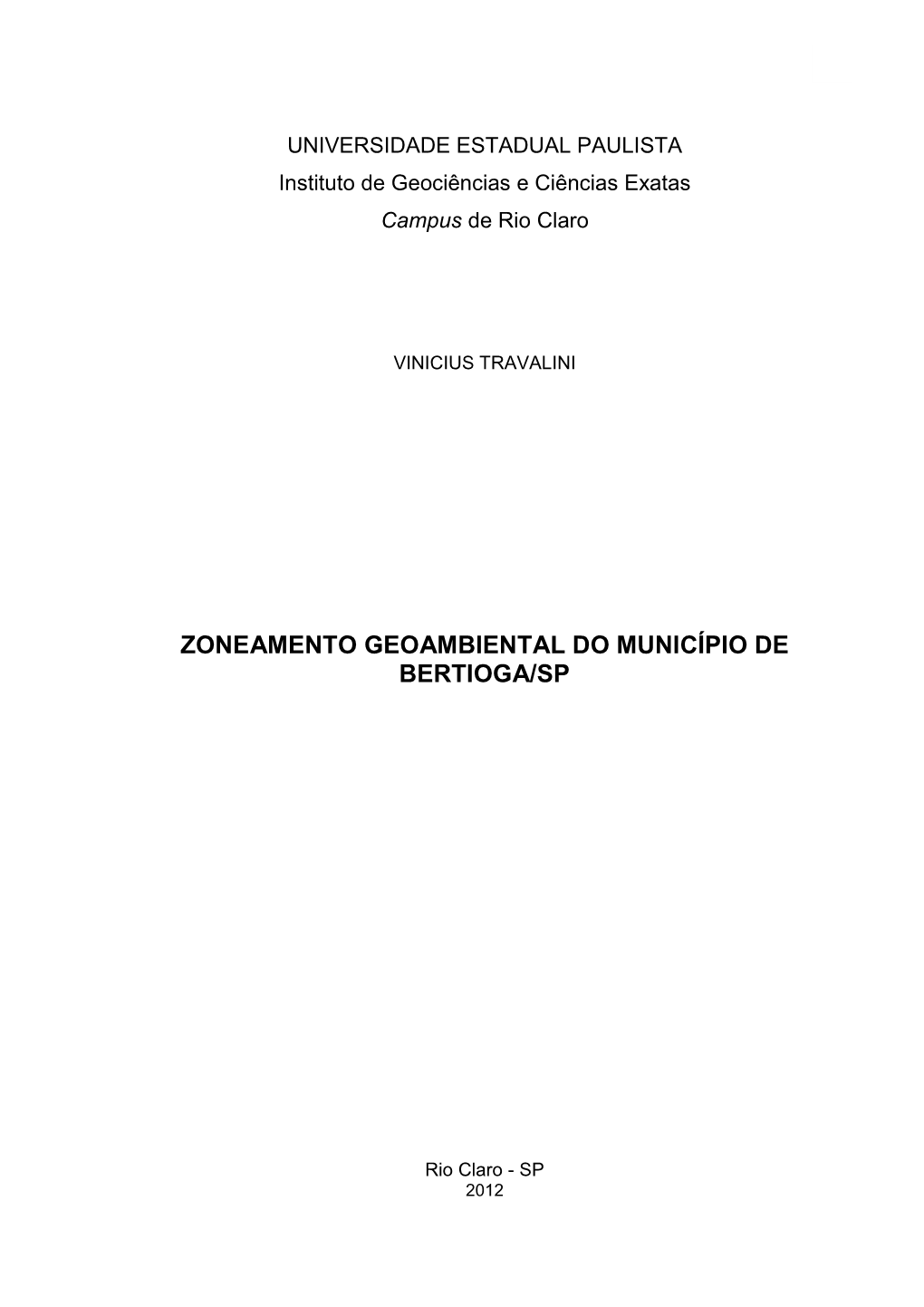 Zoneamento Geoambiental Do Município De Bertioga/Sp