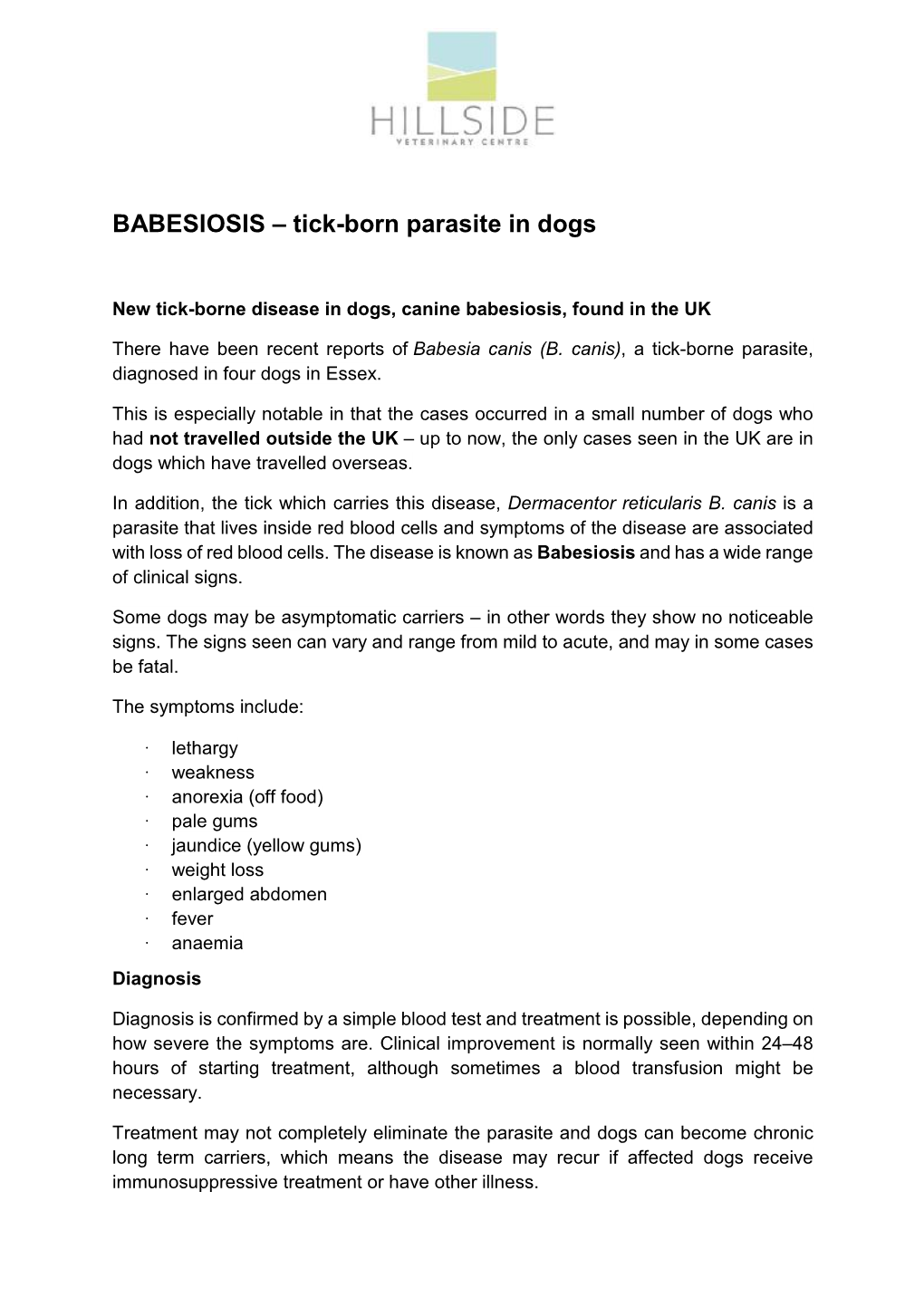 BABESIOSIS – Tick-Born Parasite in Dogs