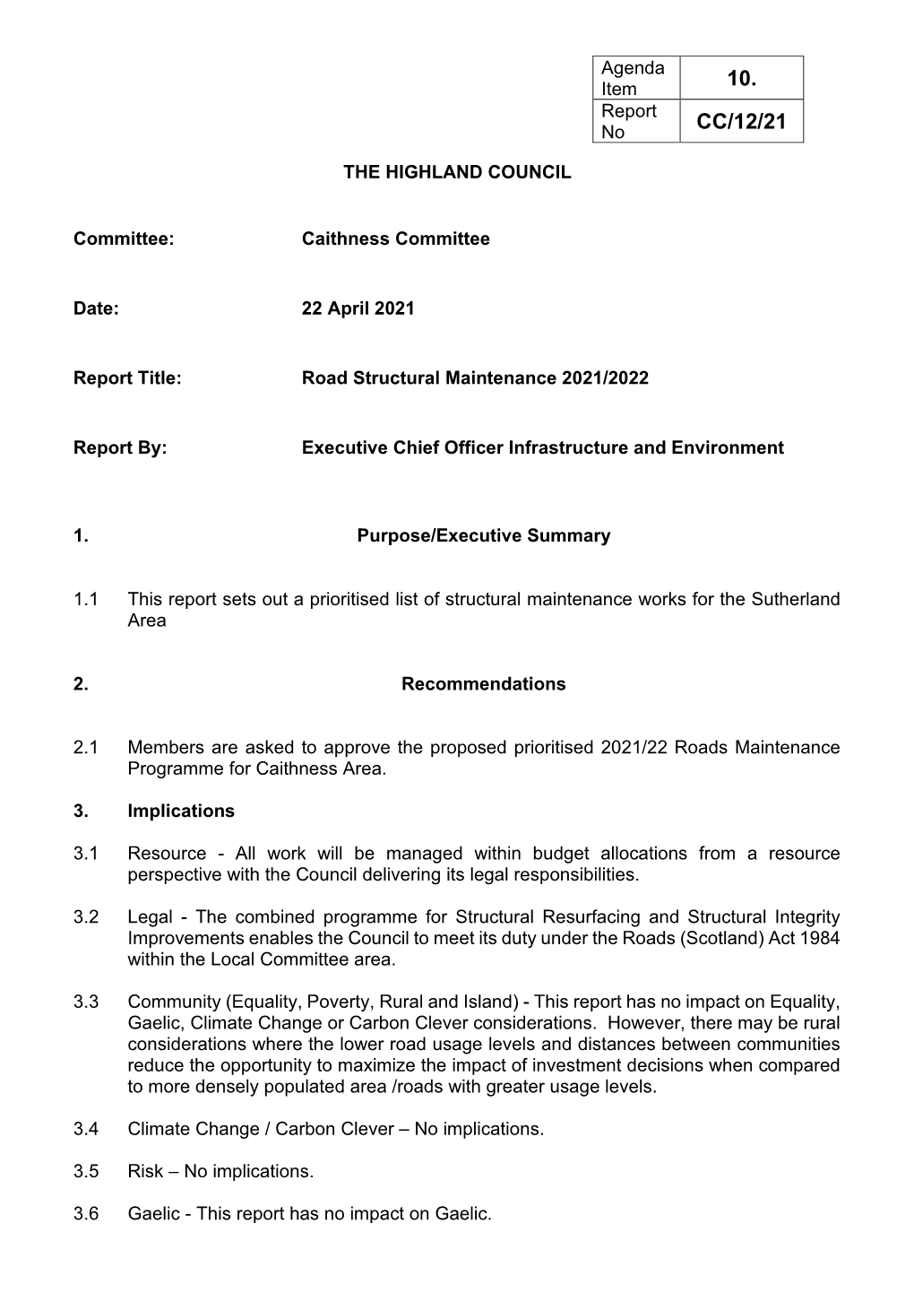 Roads Structural Maintenance 2021/22