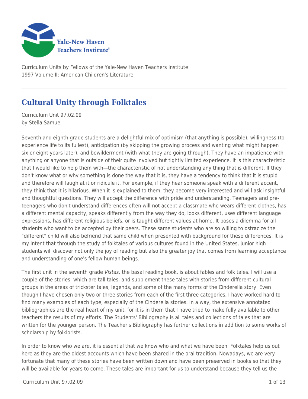 Cultural Unity Through Folktales