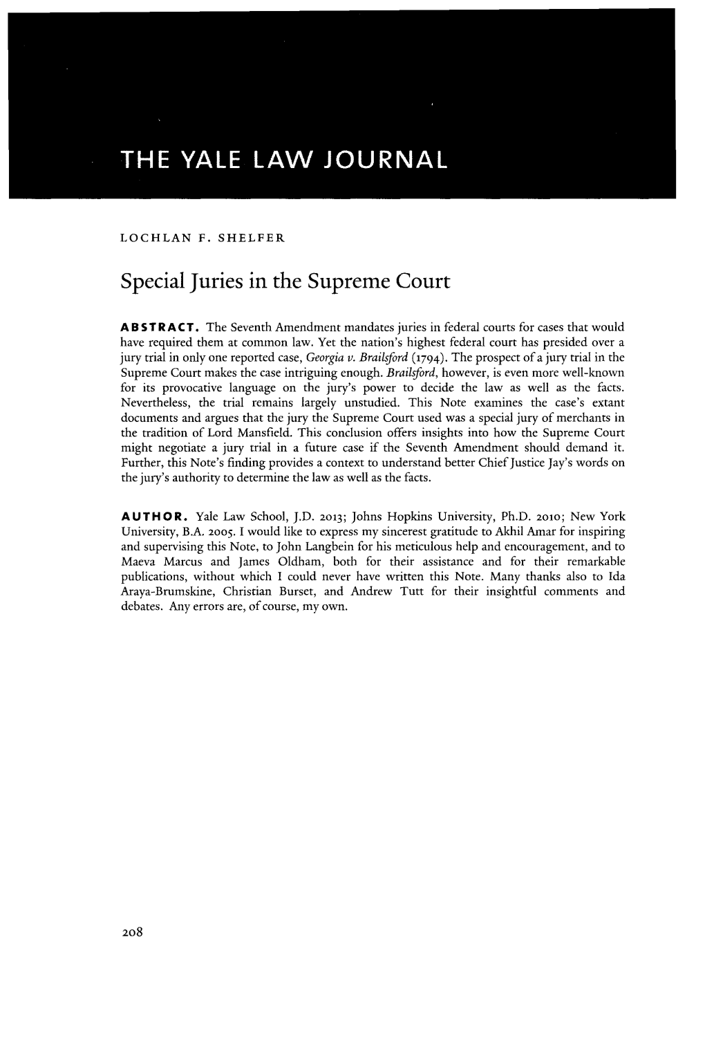 Special Juries in the Supreme Court