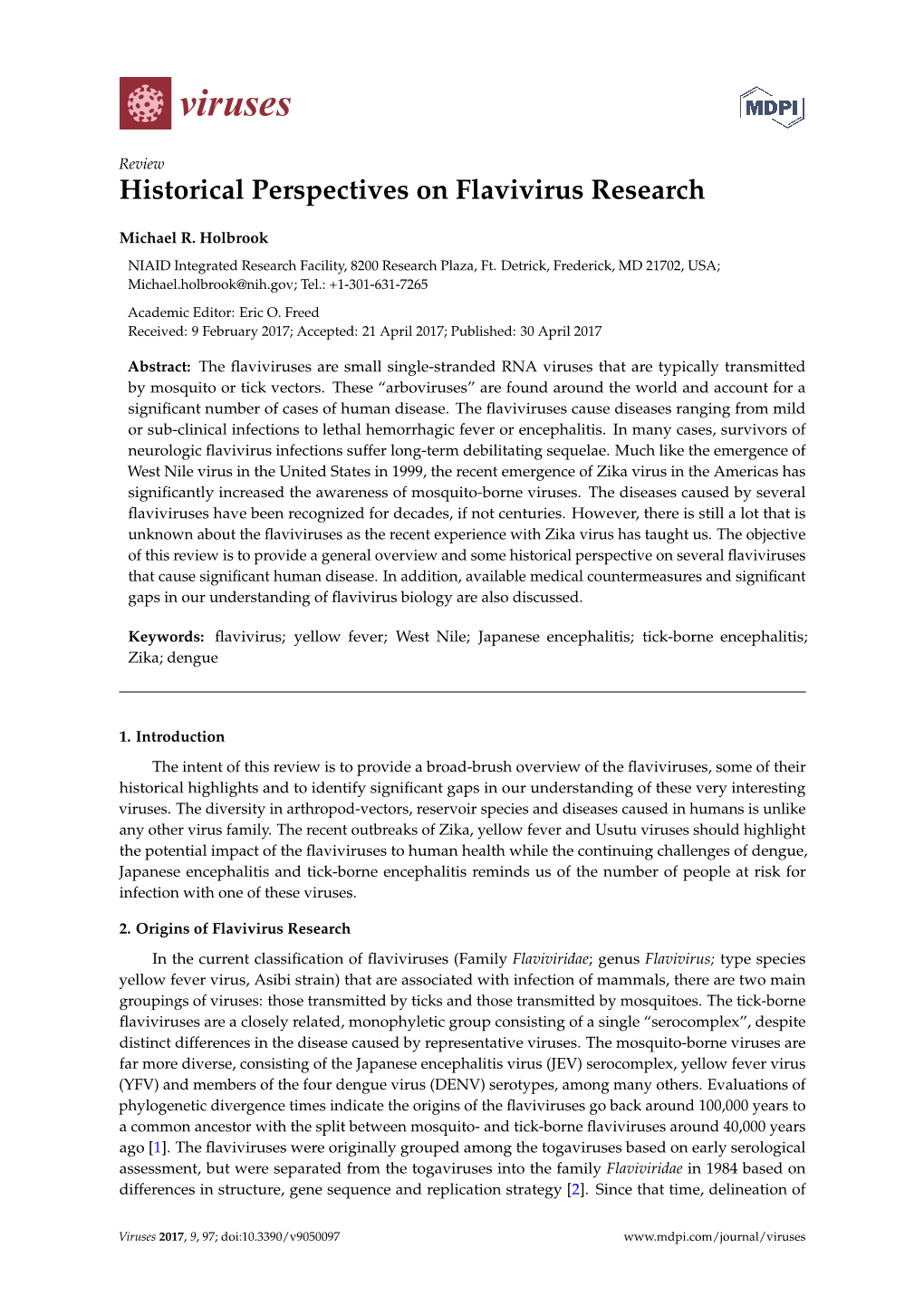 Historical Perspectives on Flavivirus Research