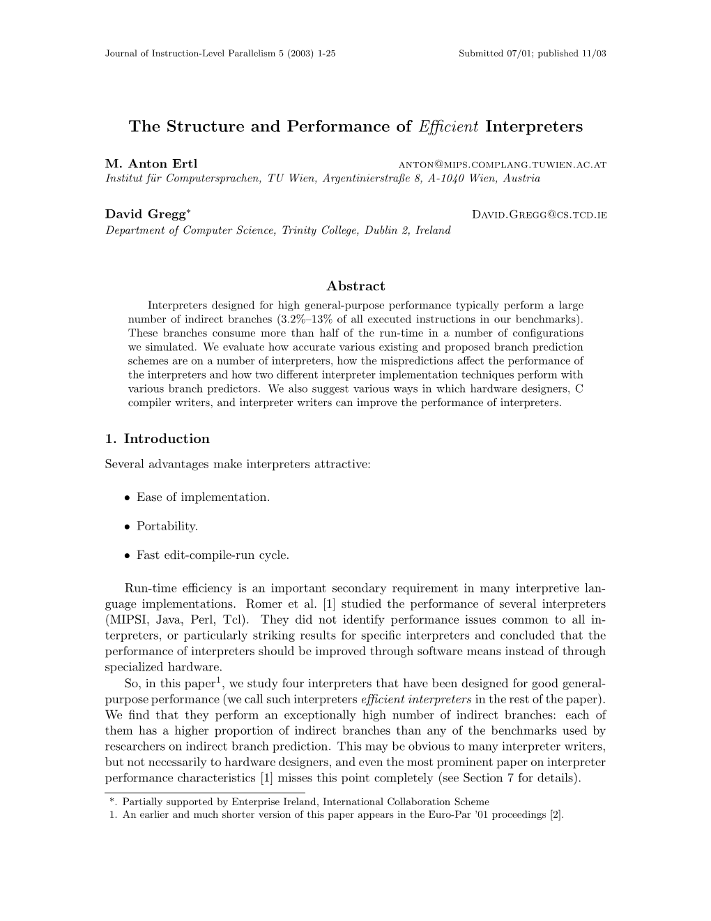 The Structure and Performance of Efficient Interpreters