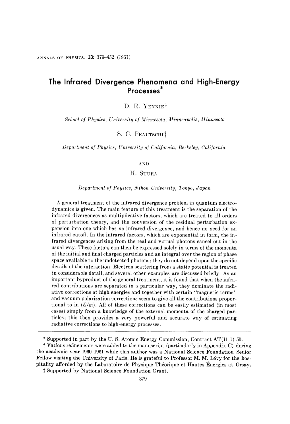 The Infrared Divergence Phenomena and High-Energy Processes*