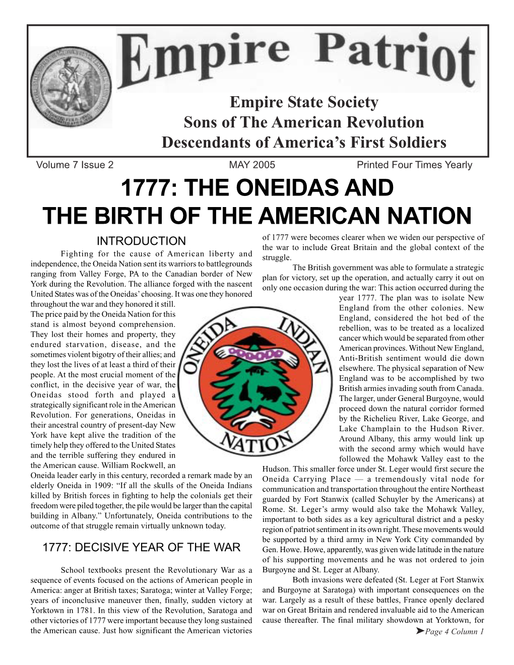 1777: the Oneidas and the Birth of the American Nation