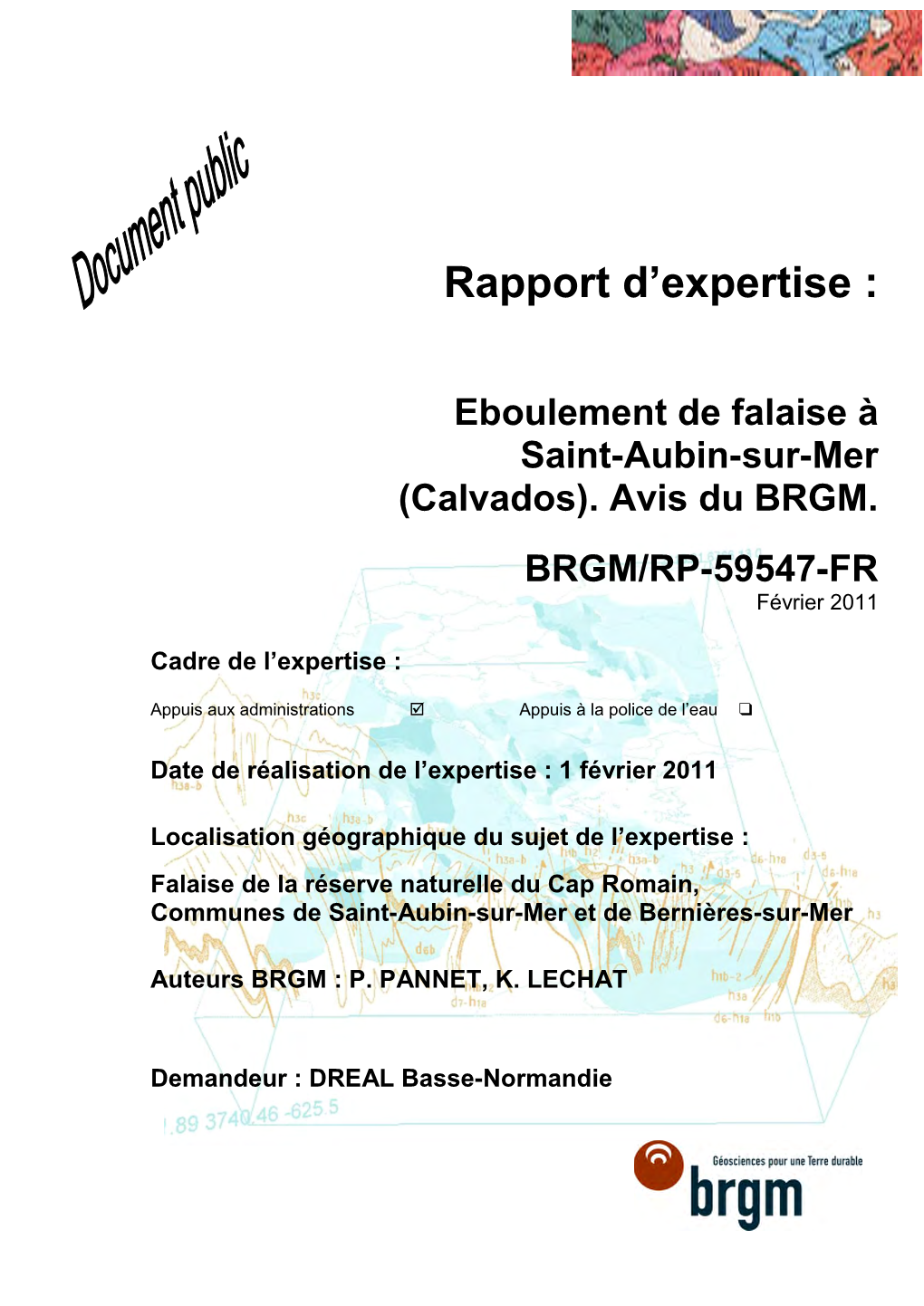 Rapport D'expertise : Eboulement De Falaise À Saint-Aubin-Sur-Mer