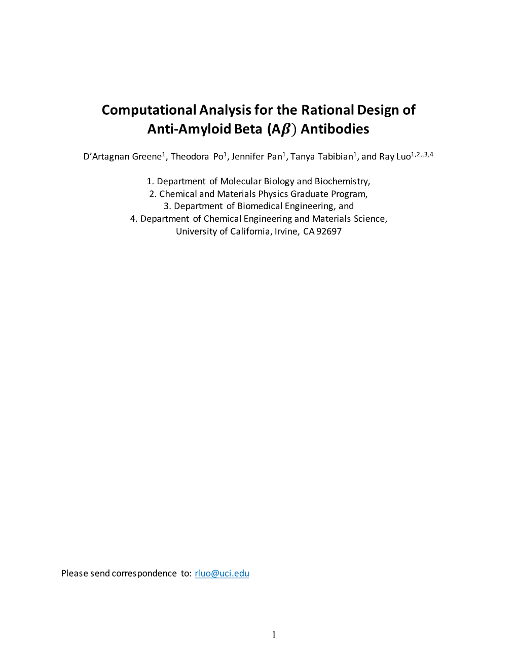 Computational Analysis for the Rational Design of Anti-Amyloid Beta (A ) Antibodies