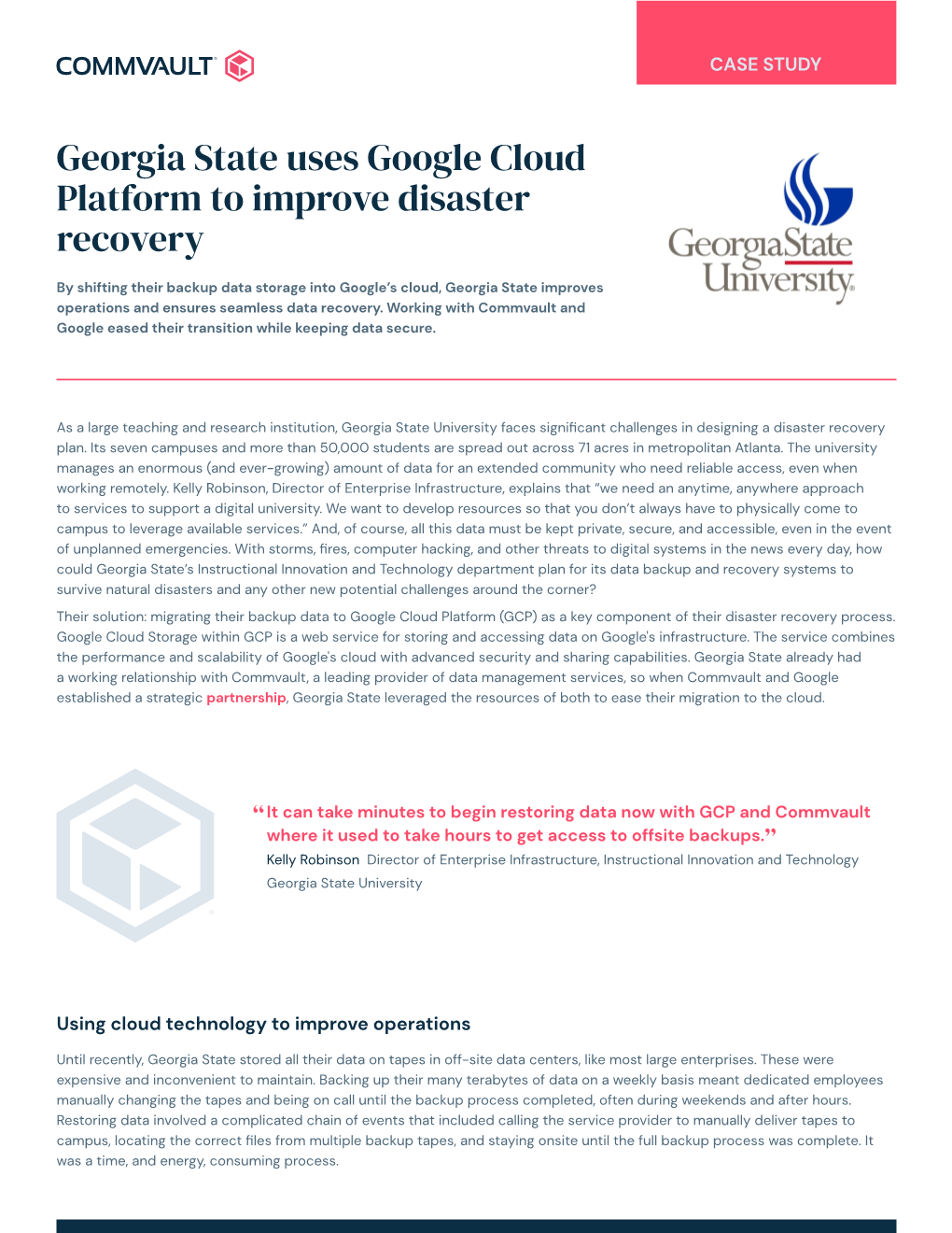 Georgia State Uses Google Cloud Platform to Improve Disaster Recovery