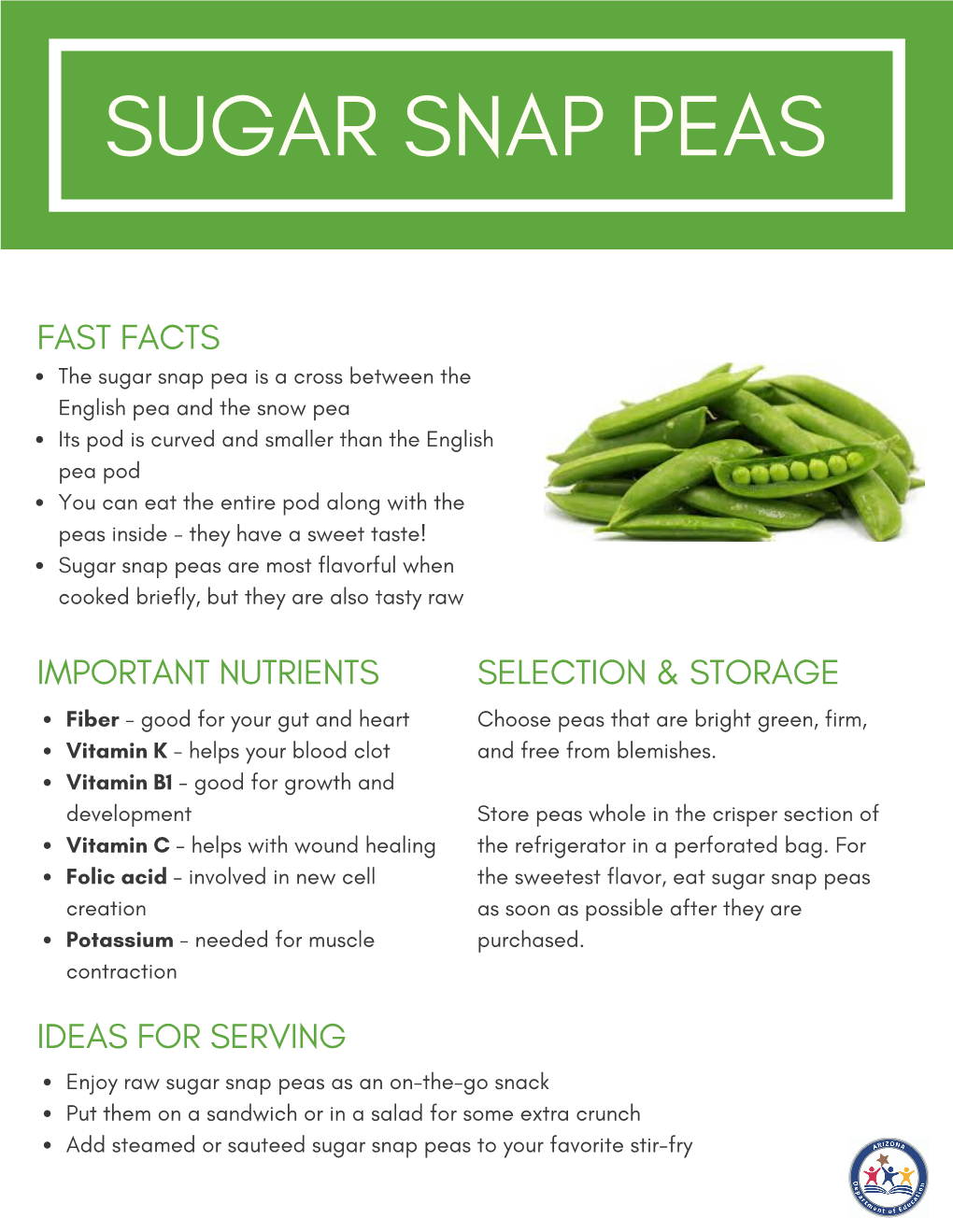 Sugar Snap Peas Lesson Plan and Handout