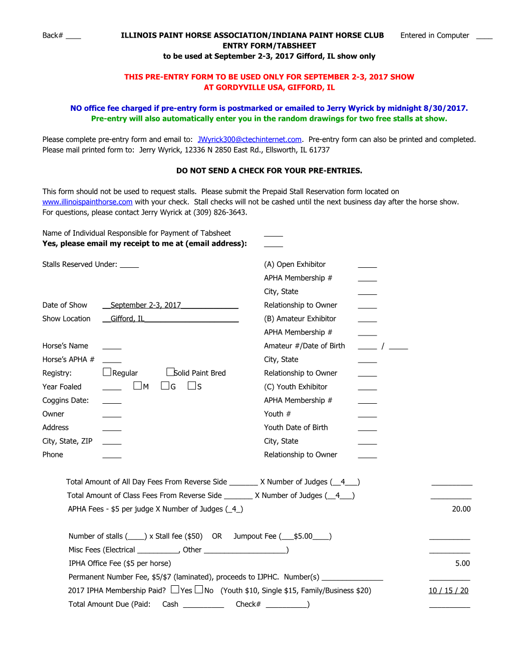 Name of Individual Responsible for Payment of Tabsheet